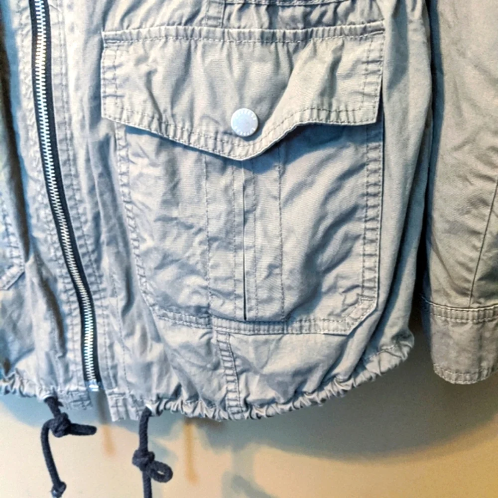 Express Utility Jacket Lightweight Khaki Cargo Jacket sz Medium 100% Cotton